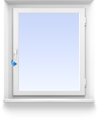 Одностворчатое окно с поворотной створкой, ручка слева