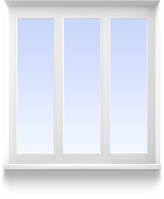 Трехстворчатое окно с тремя глухими створками