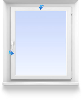 Одностворчатое окно с поворотно-откидной створкой, ручка слева